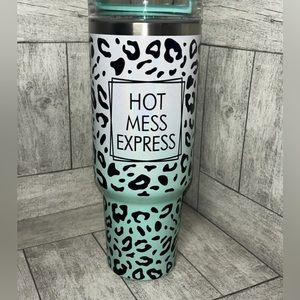 HOT MESS EXPRESS 40 oz shimmer sublimation tumbler with handle and straw.